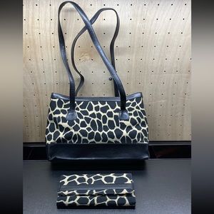 MAXX New York Leopard Print Handbag Purse with Matching Wallet